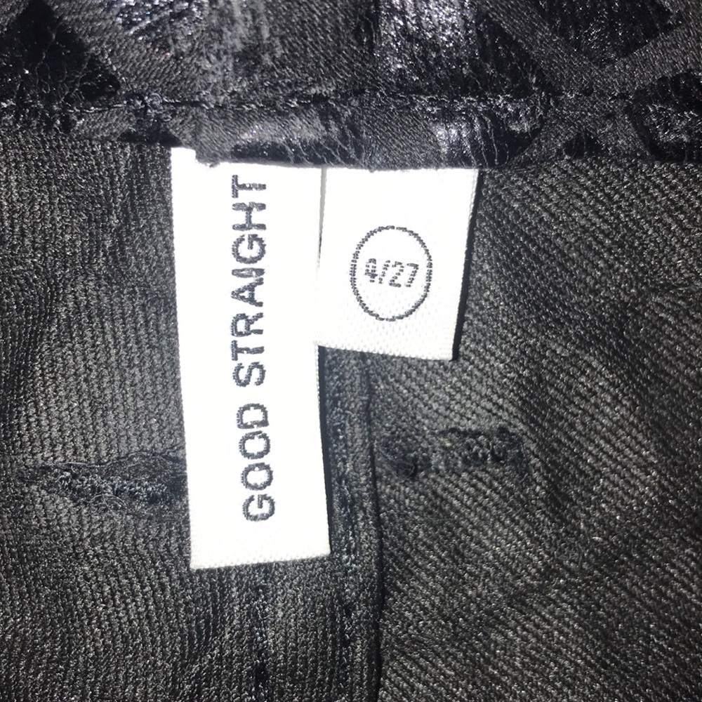 Good American Faux Leather Crocodile Embossed High Slim Fit Jeans Black Pants 4 - Picture 7 of 14
